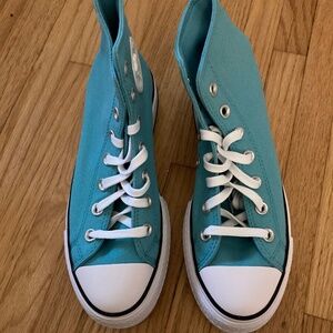 Teal Platform Converse High Tops